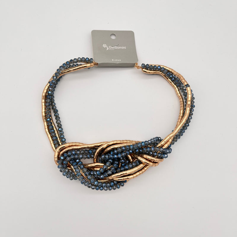 Kette mit Knoten-Design in Blau und Gold