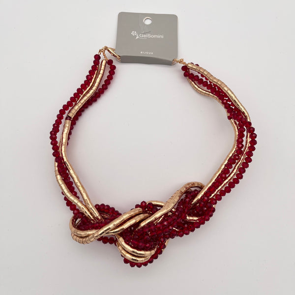 Kette mit Knoten-Design in Rot und Gold