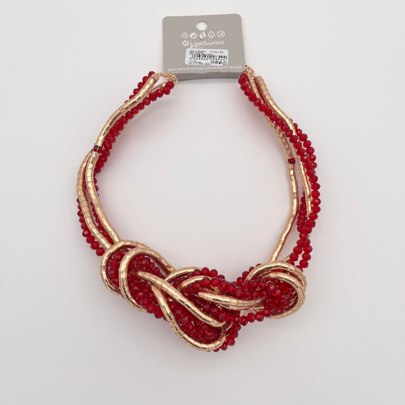 Kette mit Knoten-Design in Rot und Gold