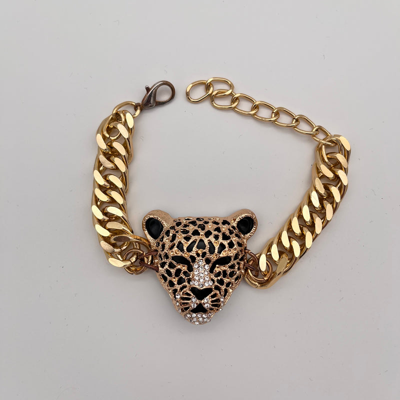 Armband mit Leopardenkopf-Design in Gold