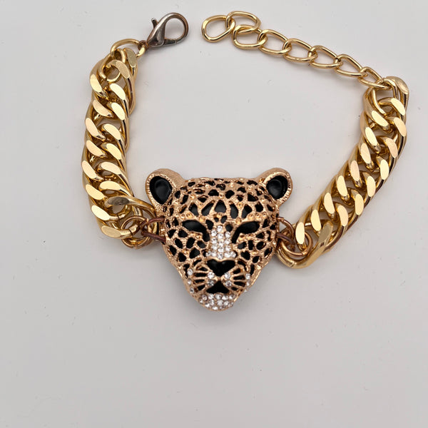 Armband mit Leopardenkopf-Design in Gold